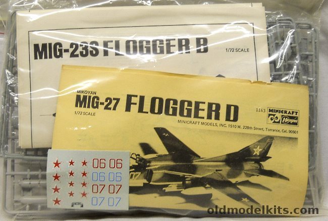 Hasegawa 1/72 1143 Mig-27 Flogger D and Mig-23S Flogger B - USSR or Flogger E Libyan Air Force - Bagged plastic model kit